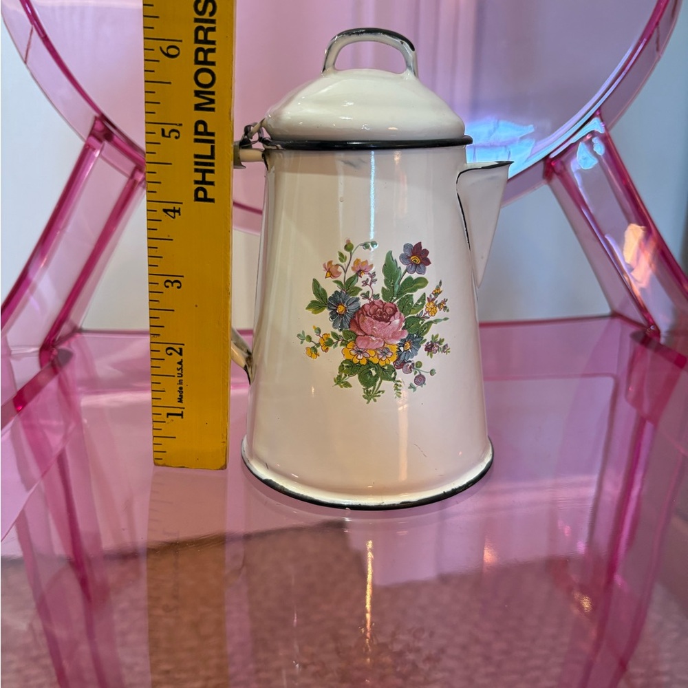 Vintage Floral Enamelware Coffee Pot - Picture 4 of 5